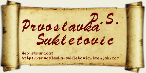 Prvoslavka Šukletović vizit kartica